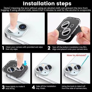 Cubierta protectora de lente de cámara brillante para iPhone 15 16 <span class=keywords><strong>Pro</strong></span> Max 11 12 <span class=keywords><strong>Pro</strong></span> 14 Plus 13 15Pro accesorios de protección de vidrio templado - Product Image 6