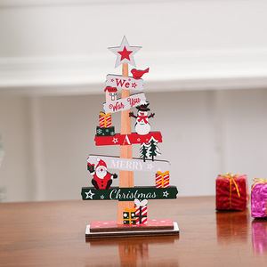 ของตกแต่งโต๊ะคริสต์มาส DAMAI ใหม่ แผ่นไม้ตัวอักษรมerry christmas ตุ๊กตาหิมะคนเฒ่า ตุ๊กตาคนเฒ่าทำจากไม้ - Product Image 3
