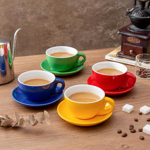 Chaozhou Ceramic <b>Coffee</b> <b>Cup</b> <b>And</b> <b>Saucer</b> Set Solid Color Red Yellow Green Blue For Gift 2024 - Product Image 4