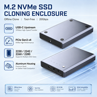Boîtier double baie pour clonage hors ligne de SSD NVMe M.2, USB 3.2 Gen2x2 20 Gbit/s, en aluminium, compatible 2230/2242/2260/2280, jusqu'à 8 To, clé M