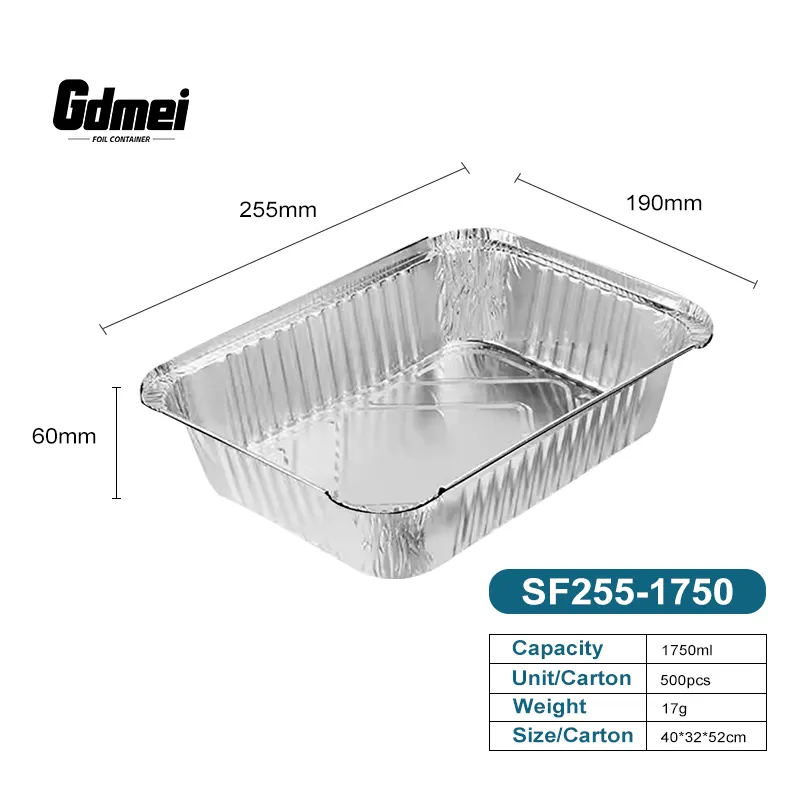 GDMEI 1000 paquets de bacs oblongs en aluminium pour aliments Vente en gros Récipients jetables en aluminium pour aliments avec couvercles en aluminium