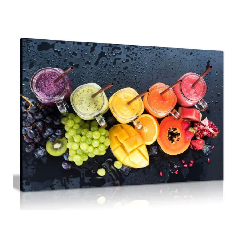 Красочные различные фрукты еда Холст Настенная картина Печать Кухня Ресторан Декор живопись Настенная живопись