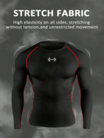 OEM/ODM T-shirt de sport décontracté uni à séchage rapide pour hommes, vêtements de musculation, compression élastique, manches longues, vêtements de sport pour l'entraînement