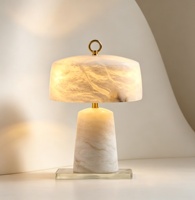 Lampe de table champignon en marbre espagnol avec abat-jour en forme de dôme, cuivre/fer, LED dimmable, CRI 90 élevé, pour chambre et salon