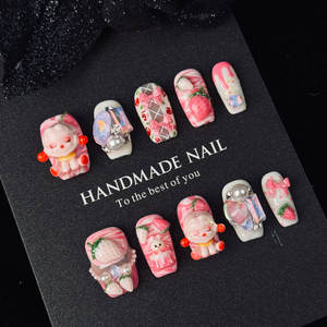 Poupée 3D en vente en gros personnalisable fait à la main presse ongles haute qualité réutilisable acrylique faux ongles carré mini diamant pour doigt - Product Image 3