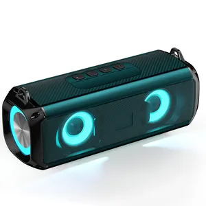 Speaker Bluetooth 5.0 Portabel, Pengeras Suara LED Warna-warni dengan Radiator Bass Pasif Yang Ditingkatkan