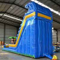 Toboggan aquatique gonflable écologique à double piste sur le thème des palmiers tropicaux, piscine et château gonflable pour enfants, pour 20 à 50 personnes, idéal pour l'été en extérieur