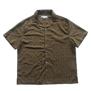 Nouvelle <span class=keywords><strong>chemise</strong></span> d'été personnalisée en crochet ajouré, col cubain, boutonnée, en <span class=keywords><strong>dentelle</strong></span> tricotée, pour <span class=keywords><strong>homme</strong></span>, en jacquard - Product Image 1