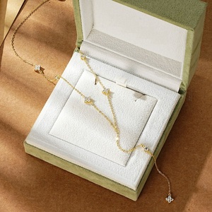 Perhiasan Fashion Elegan Bebas Nikel Perak 925 Berlapis Rhodium Bersertifikat Kalung Y Lariat Berhiaskan Moissanite 3mm&2mm Bentuk Empat Daun Semanggi - Product Image 6