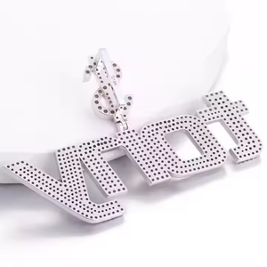 Pendentif personnalisé de luxe avec initiale, en argent sterling 925, diamant Moissanite, style Hip Hop, collier, accessoire de mode - Product Image 4