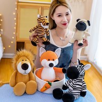 Jouets en peluche d'animaux de la forêt populaires HY, animaux de la jungle de dessin animé pour enfants, lion, éléphant, cerf, tigre, poupées en tissu