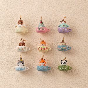 Tazas de Té con Diseño de Animales Europeos y Americanos, Serie de Tazas de Té con Animales, Zorro, Pingüino, Conejo, Panda, Erizo, Joyería con Colgante 3D, Venta al por Mayor - Product Image 1