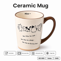 Tasse à café en céramique sous glaçure peinte à la main, motif chat rétro, 400 ml, compatible micro-ondes et lave-vaisselle, personnalisable pour les fêtes