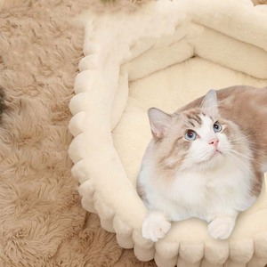 Lit rond pour animaux de compagnie en tricot double couche, nid chaud et confortable pour chat et chien pour une utilisation en intérieur - Product Image 4