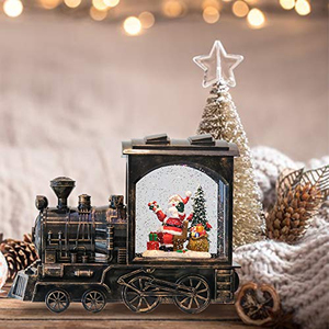 Lampe à huile de Noël Père Noël en forme de train, lampe à vent lumineuse à eau, lumières de Noël, cadeau artisanal - Product Image 2