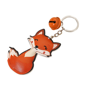 Fox Pendant Keychain PU Leather Cartoon Animal Car Key Accessory With Bell Charm - Product Image 5