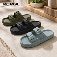 Sandales personnalisées pour hommes en EVA à double boucle réglables, fabrication OEM, vente en gros, chaussures de plage légères et confortables
