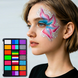 Kit de peinture corporelle et faciale professionnel GP pour enfants, peinture à base d'eau non toxique, palette de peinture faciale, pinceaux, pochoirs, paillettes, peinture phosphorescente pour fêtes - Product Image 6