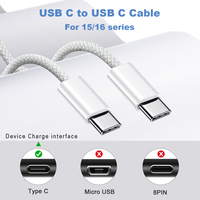 Câble de charge rapide USB-C vers USB-C 60W PD Type C pour Apple iPhone 17 16 15 Pro Max Samsung S24 S23