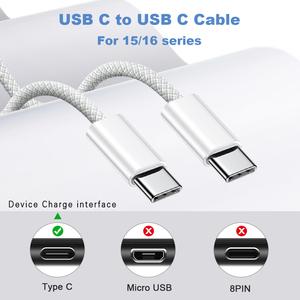 Cavo <span class=keywords><strong>USB</strong></span>-<span class=keywords><strong>C</strong></span> a <span class=keywords><strong>USB</strong></span>-<span class=keywords><strong>C</strong></span> per Ricarica Rapida 60W PD, Cavo Caricatore Tipo <span class=keywords><strong>C</strong></span> per Apple iPhone 17 16 15 Pro Max Samsung S24 S23 - Product Image 3