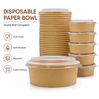 Bols en carton ondulé biodégradable jetables de qualité commerciale pour sushis, pizzas, plats à emporter, salades, nouilles, snacks et pains