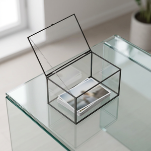 Hot Selling Black Tempered Glass Rectangle Organizer Box Modern Durable Lightweight Home and Office <b>Storage</b> & Decoration Box - Product Image 1