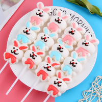36g Sucettes en guimauve multicolores aux saveurs fruitées, série animaux de dessin animé (Éléphant, Lapin, Panda, Poussin)