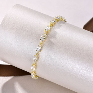 Pulsera de circonitas con diseño de corona floral, corte marquesa, brillante, elegante, moderna, que no se desvanece, estilo hip-hop, para mujer, venta al por mayor - Product Image 3