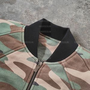 OEM Factory Streetwear personalizzato con lavaggio acido di cotone in saia tela di anatra giacca mimetica corta Bomber Flight giacca di jeans da uomo - Product Image 2