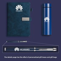 Coffret Cadeau Carnet d'Affaires Personnalisable avec Logo, en Similicuir Élégant, Papier Dowling, Sans Fil, Idéal Fête des Pères, Remise de Diplôme