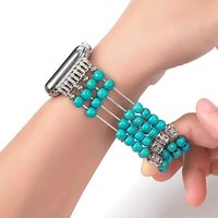 Bracelet de remplacement élastique en perles faites à la main pour filles, compatible avec le bracelet Apple Watch 38mm 42mm