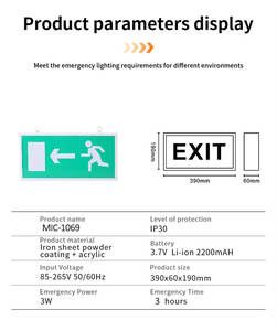 Letrero LED <span class=keywords><strong>de</strong></span> <span class=keywords><strong>Salida</strong></span> <span class=keywords><strong>de</strong></span> <span class=keywords><strong>Emergencia</strong></span> con <span class=keywords><strong>Pictograma</strong></span> Claro para Evacuación <span class=keywords><strong>de</strong></span> Fábrica - Product Image 6