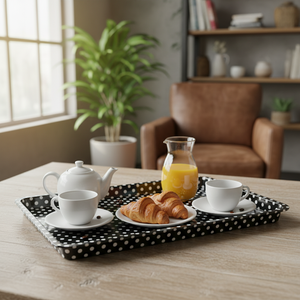Kontensan 285x400 mm Rectangular Metal Tray Point Black Decorative Serving Platter for Coffee Tea and Food Turkey - Product Image 2