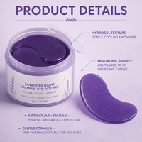 Patchs Hydrogel OEM Marque Privée pour les Yeux, Masque Apaisant à la Lavande, Patchs Gel Sous les Yeux Anti-Poches, Anti-Cernes et Anti-Rides, 60 Pièces