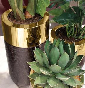 Jarrón de suelo para sala de estar, soporte grande para plantas, macetero de cuero de lujo de acero inoxidable, maceta FP01 - Product Image 5