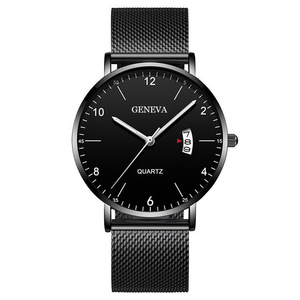 Nuevo reloj de pulsera para hombre, reloj de cuarzo luminoso con correa de malla y correa de cuero, reloj de negocios y moderno para hombre - Product Image 1