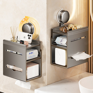Soporte de pared rectangular para caja de pañuelos con ventosa Blue Vine, color gris plomo, sin necesidad de taladrar, estilo moderno - Product Image 5