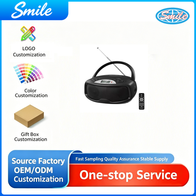 Portable CD Player Boombox With BT AM FM Radio Karaoke USB CD Player Stereo Speakers MP3 Playback 3.5mm AUX Input Headphone Jack
