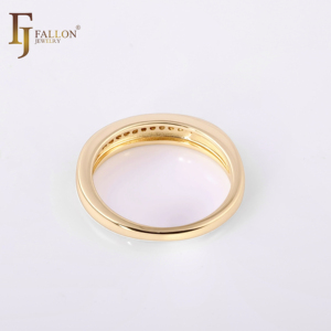 53201855 FJ Fallon Đồ Trang Sức Thời Trang Solitaire Lớn CZ Stackable Wedding Set Nhẫn Mạ Trong 14K Vàng <span class=keywords><strong>Brass</strong></span> Dựa - Product Image 5