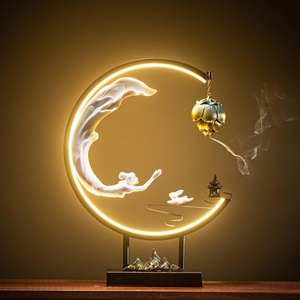 Brûleur d'encens électrique en bois à refoulement d'eau pour décoration intérieure, porte-encens suspendu en cascade - Product Image 4