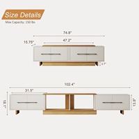Meuble TV extensible Wodoen, meuble TV moderne pour téléviseurs de 50 à 100 pouces, centre de divertissement avec armoires et étagères ouvertes