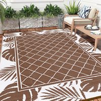 Großer 9x12ft Wendeteppich für die Terrasse, schimmelresistent, feuchtigkeitsbeständig, Outdoor-Teppich für Garten und Terrasse