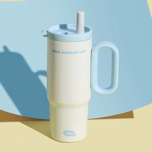 Gobelet de voyage isotherme pour voiture avec poignée Macaron, 24oz 720ml, avec couvercle et paille, antidérapant, personnalisable ODM OEM, coloré - Product Image 6