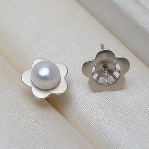 Aretes Cuadrados de Plata S925 Hechos a Mano, Accesorio para DIY, Soporte Hueco para Perlas Semiterminadas de 10mm, 2828 - Product Image 3