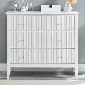 Meuble pour enfants, <span class=keywords><strong>commode</strong></span> à <span class=keywords><strong>3</strong></span> <span class=keywords><strong>tiroirs</strong></span> <span class=keywords><strong>en</strong></span> <span class=keywords><strong>bois</strong></span> blanc, grand coffre de rangement pour le salon - Product Image 4