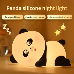 LED Cute Panda Nursery Night Light 3 Gear Regulable Squishy Silicone Night Light Recargable Mesita de noche Lámpara táctil para decoración de habitación - Product Image 5