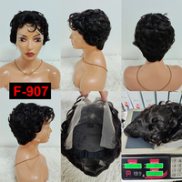 Promotion 17$ Letsfly F-909 Gris Perruques Courtes Pixie Cut Entièrement en Dentelle 13x4 100% Cheveux Humains Prix Usine Vente en Gros Pas Cher