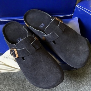 Chaussures d'été unisexes à la mode, demi-chaussons décontractés, chaussures de marche de haute qualité en cuir véritable, semelle en liège souple - Product Image 5