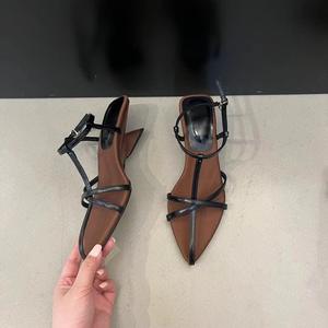 Sandalias de Tacón Alto de Satén Negro Estilo Francés para Mujer, Nuevas Sandalias Romanas de Tira Fina para Vestir, Colección Verano 2026 - Product Image 2