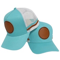 Gorra de Camionero de 5 Paneles de Algodón y Malla de Alta Calidad, Gorra de Béisbol Moderna para Adultos con Visera Curva de Cuero, Estilo Playa